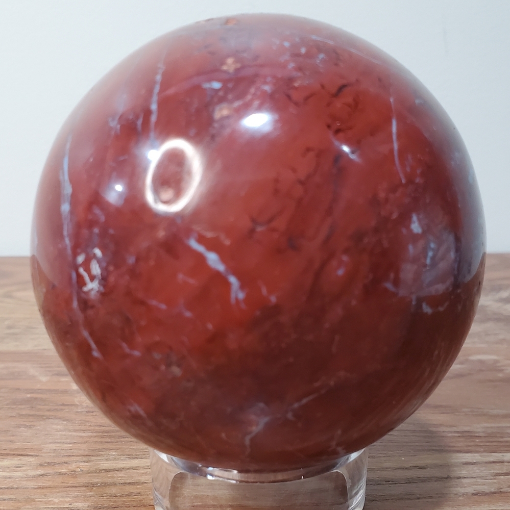 1.6 lbs Red Jasper Crystal Sphere 81mm 1.6 Pounds - Picture 6 of 14